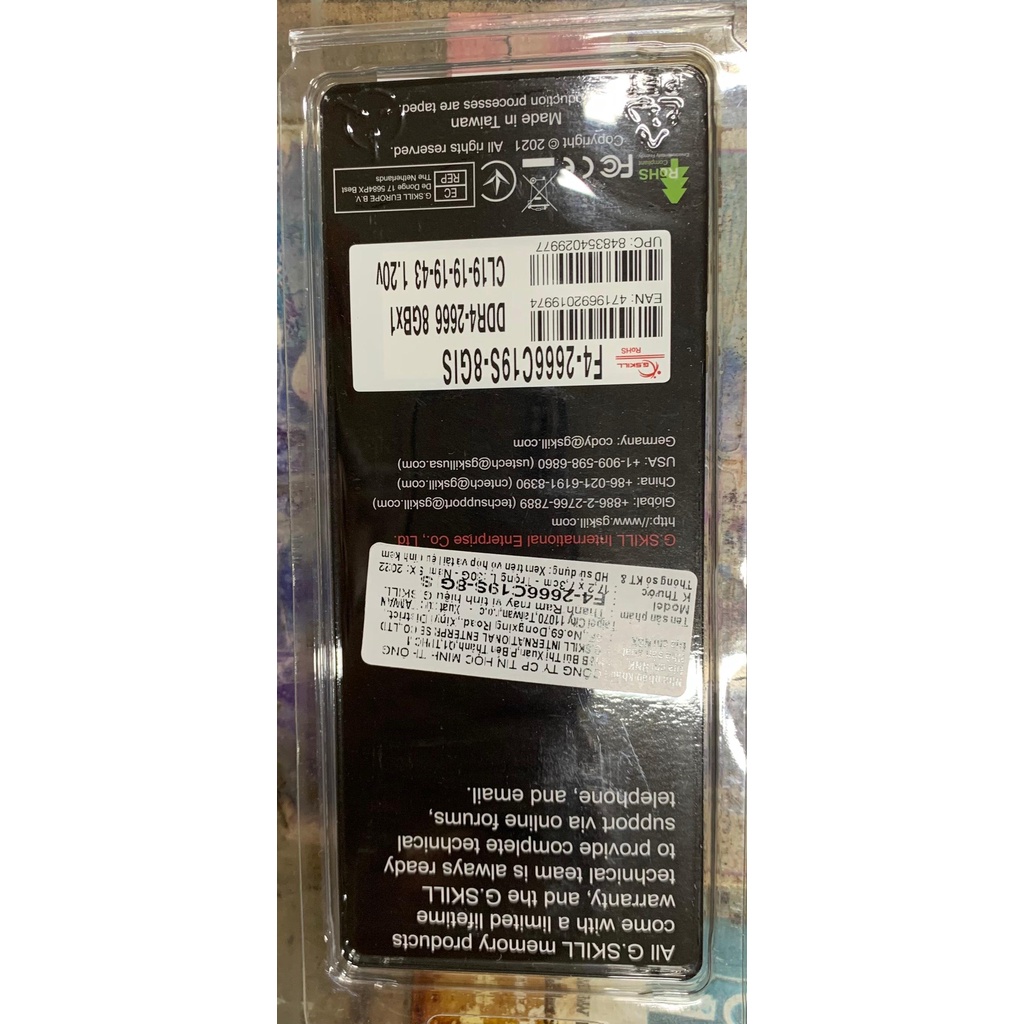 Ram máy tính Gskill Aegis DDR4 4GB/8GB/16GB BUS 2666 - Hàng chính hãng