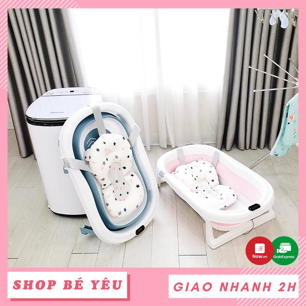 Chậu tắm cho bé  𝑭𝒓𝒆𝒆𝒔𝒉𝒊𝒑  Chậu tắm gấp gọn tiện dụng kèm phao cho bé yêu 9BABY - CÓ NHIỆT KẾ