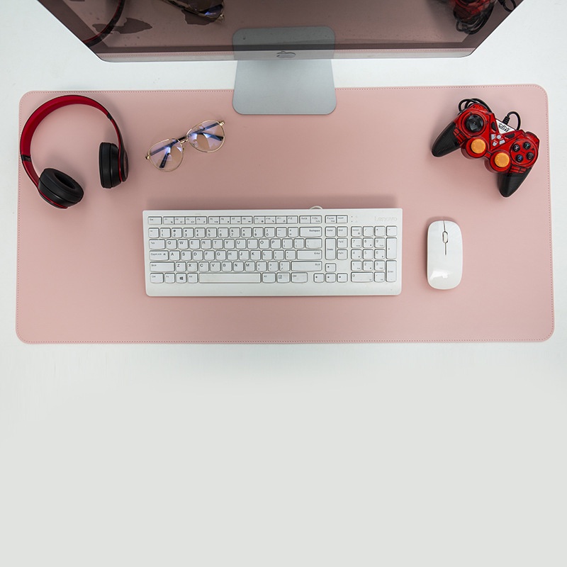 Thảm Da Deskpad May Chỉ 2 Mặt Tấm Lót Bàn Làm Việc Khâu Chỉ Bo Viền Mềm Mịn Chống Nước 40x80cm