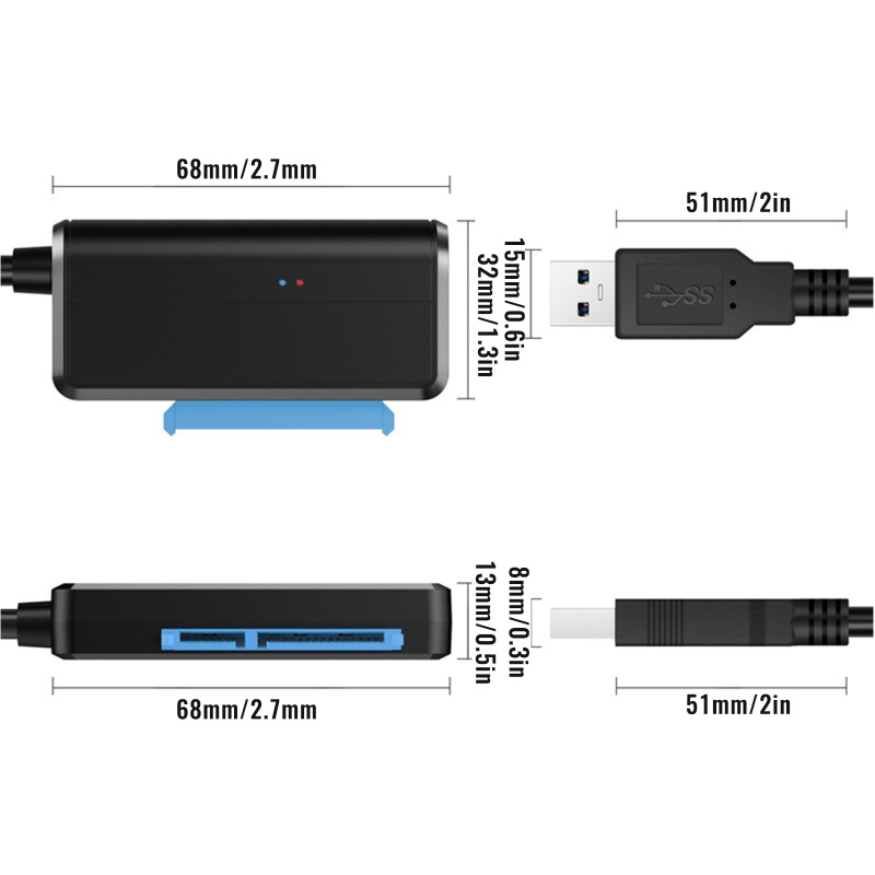 Cáp chuyển đổi Sata sang USB 3.0 Sata III cho ổ cứng 3.5/2.5 Inch HDD/SSD với 12V hỗ trợ nguồn