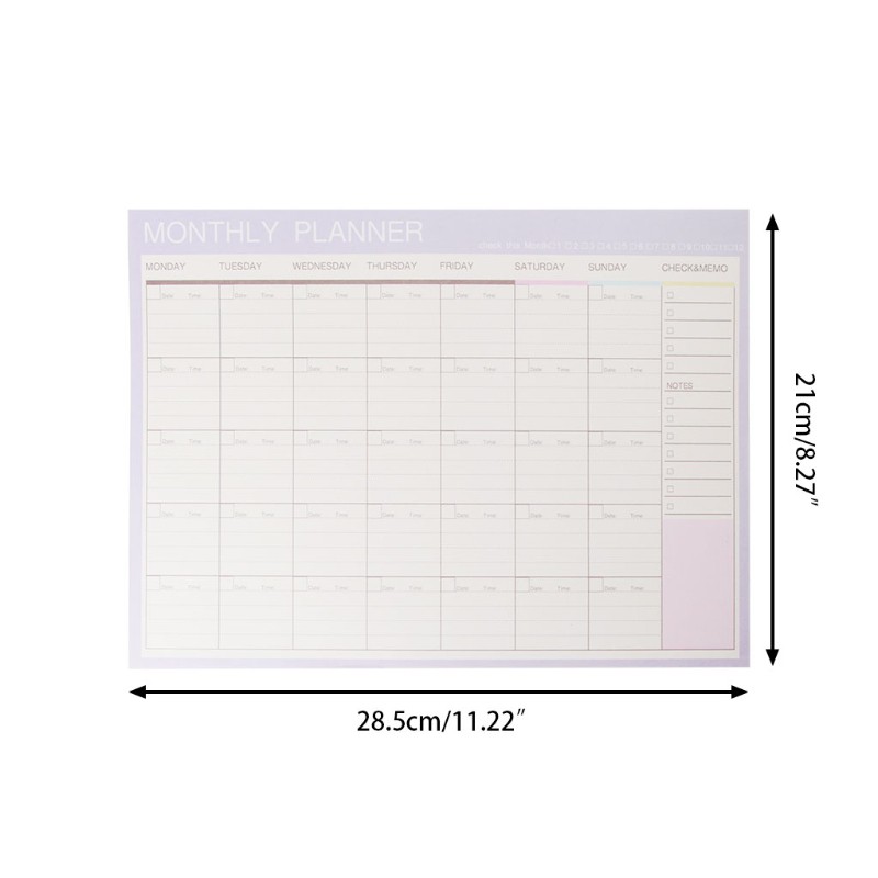 ONE  Monthly Paper Pad 20 Sheets DIY Planner Desk Agenda Gift School Office Supplies