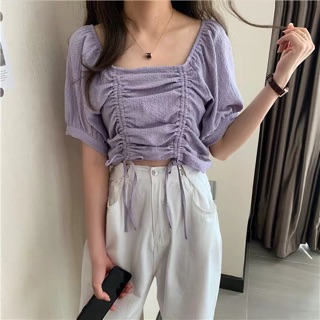 Croptop nhăn dây rút