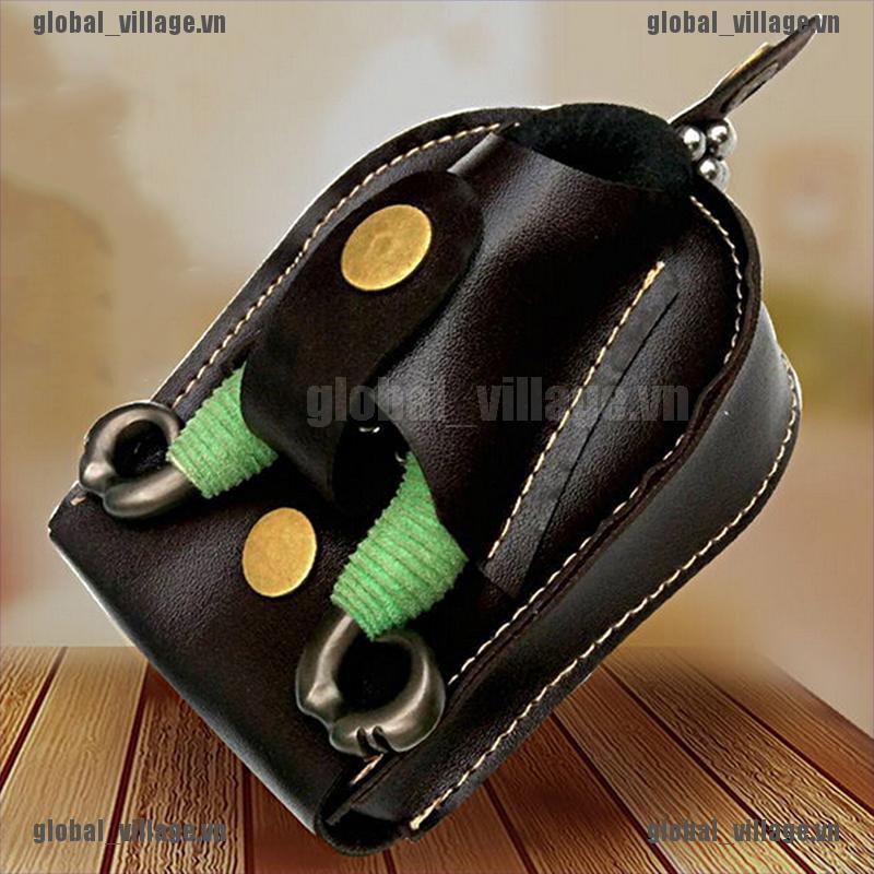 [global] Faux Leather 2In1 Hunting Slingshot Ammo Catapult Steel Balls Bearings Bag Pouch [village]