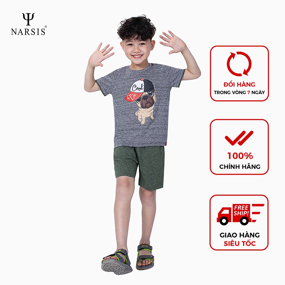Bộ đồ hè bé trai Narsis KE0026 ghi xanh lá