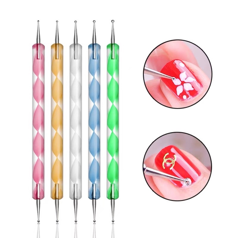 Set bút chấm bi nail 2 đầu, bộ 5 cây bút chấm bi đủ size chuyên dụng vẽ móng