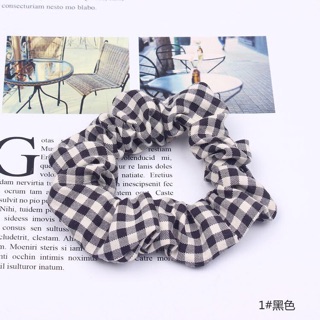 🍄Chun buộc tóc Scrunchie kẻ caro cỡ nhỏ