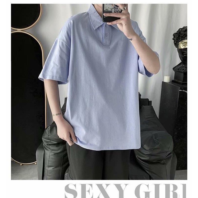Áo polo trơn basic unisex nam nữ đẹp cổ bẻ form rộng tay lỡ hàng Quảng Châu ANDOSA PL05