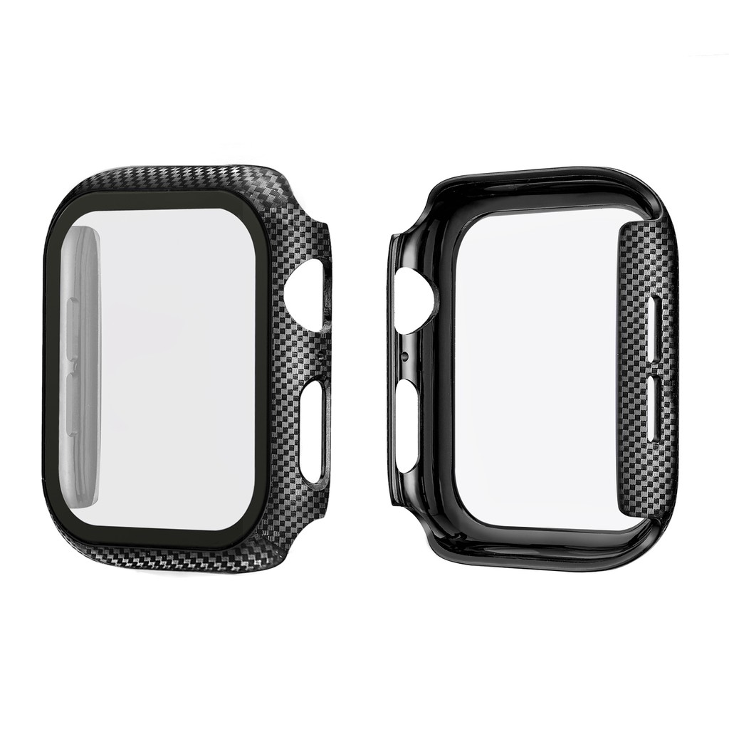 Ốp Bảo Vệ Mặt Đồng Hồ Thông Minh Bằng PC Cứng Kèm Kính Cường Lực Cho Apple Watch 38 / 40 / 42 / 44 / 41 / 45mm Series 8 / 7 / SE / 6 / 5 / 4 / 3 / 2 / 1