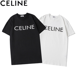 Áo Thun Tay Ngắn In Chữ Celine Cho Cặp Đôi