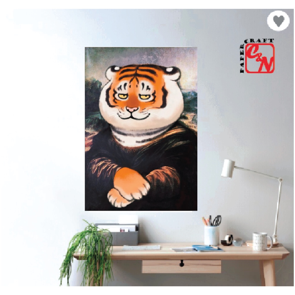 Poster siêu dễ thương|Poster nàng mona lisa hổ béo |Poster dán tường