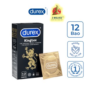 [KING DUREX] Bao cao su Durex Kingtex vừa vặn với kích thước đa số đàn ông người Việt (12 bao/1 hộp bcs)