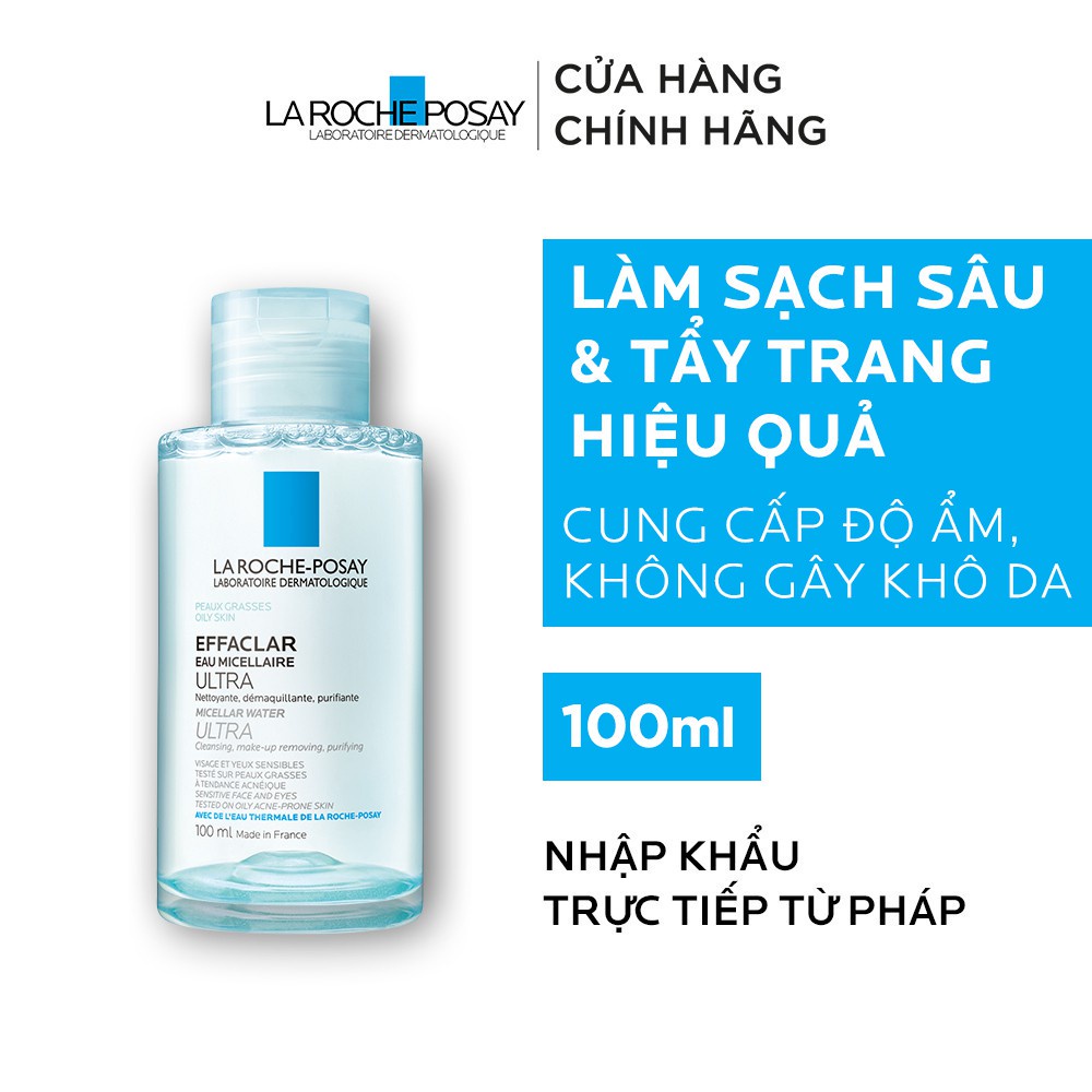 Nước làm sạch sâu và tẩy trang dành cho da dầu nhạy cảm  La Roche Posay Effaclar Micellar Water Ultra 100ml