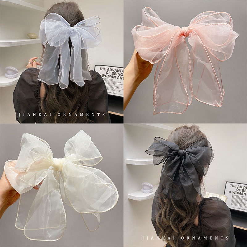 Kẹp Tóc Hình Nơ Cỡ Lớn Màu Đen Thời Trang Xinh Xắn Cho Nữ