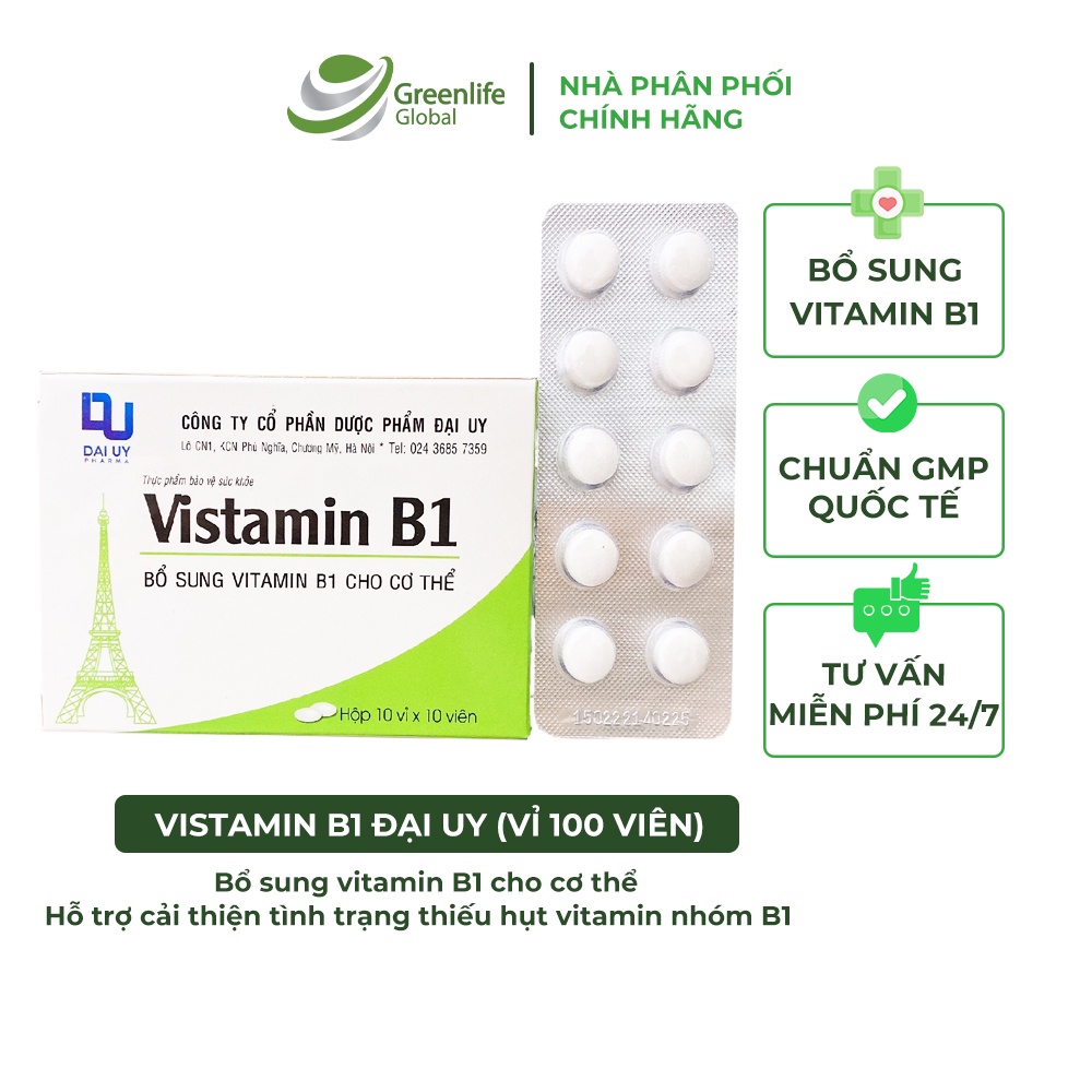 Vitamin b1 hộp - đại uy vỉ 100 viên - bổ sung vitamin b1 cho cơ thể - ảnh sản phẩm 2