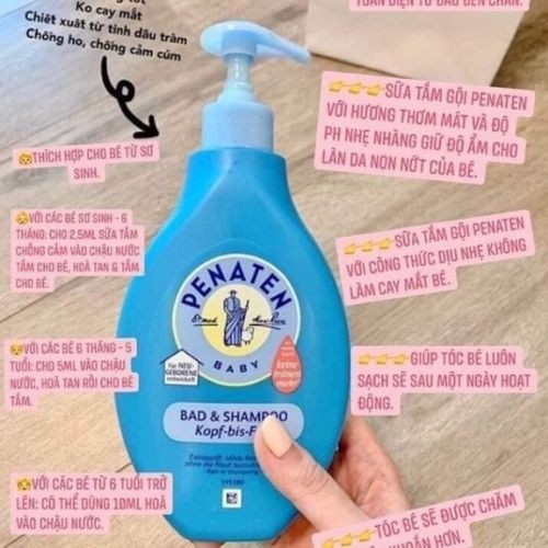 Sữa Tắm Chống Cảm Penaten 400ML Cho Bé Từ Sơ Sinh Hàng Chuẩn Đức Không Cần Tắm Tráng [Kèm Qùa Tặng Vòng Dâu Tằm]