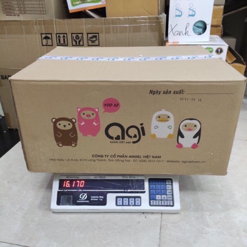 sỉ 1 thùng khăn ướt Agi 100 tờ không mùi ( hình gấu) ( không quà )