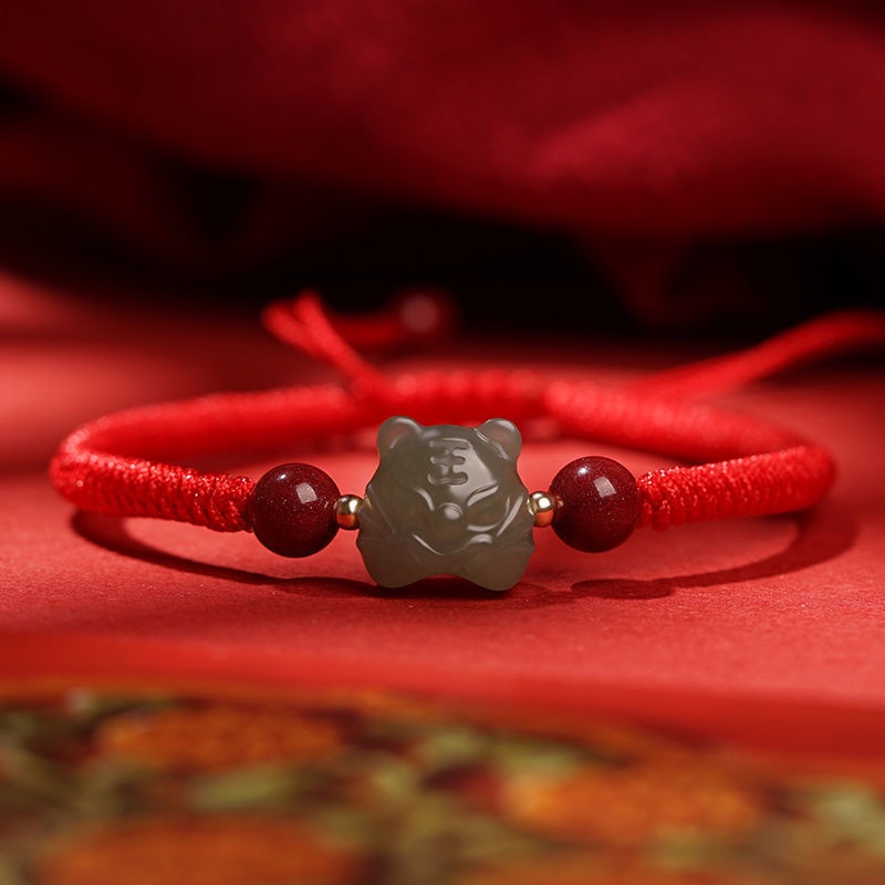 Lắc tay nữ chỉ đỏ Eleanor Accessories ngọc hetian sang trọng đơn giản phụ kiện trang sức đẹp