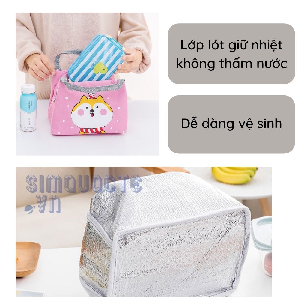 Túi đựng cơm giữ nhiệt có khoá kéo màu sắc dễ thương TĐC02 | BigBuy360 - bigbuy360.vn