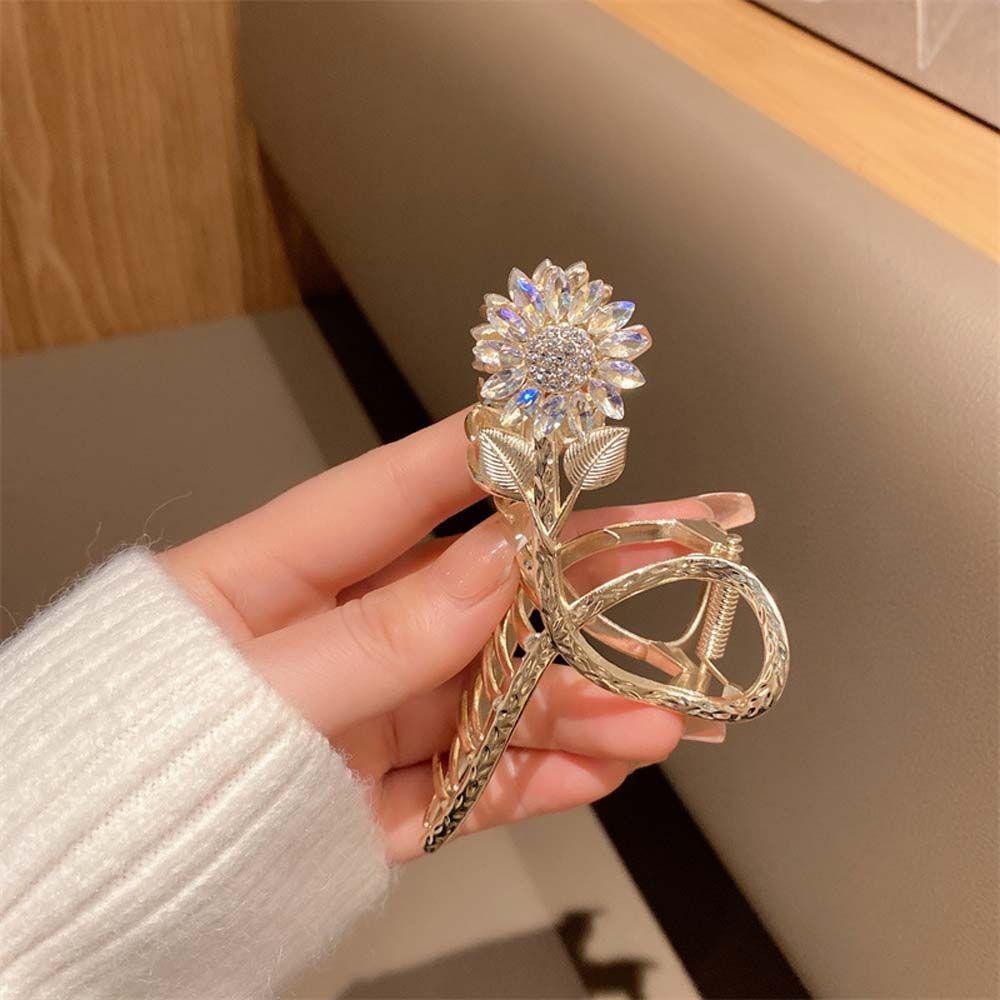 Kẹp Tóc Kim Loại Hình Hoa Hướng Dương Thanh Lịch Dễ Phối Đồ Cho Nữ