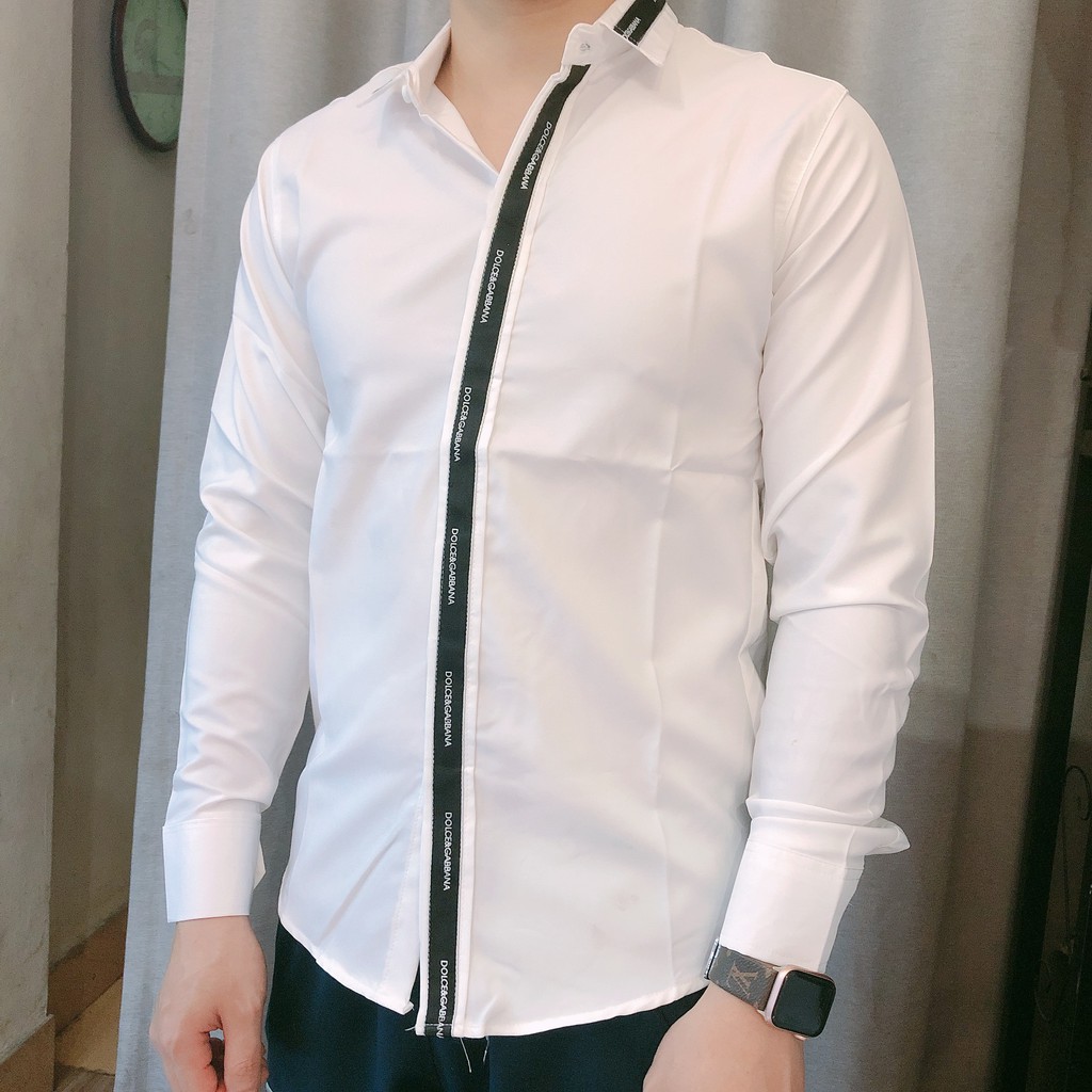 Áo sơ mi nam dài tay Hàn Quốc dáng ôm sơ mi nam trắng cổ bẻ vải lụa thái chống nhăn chống xù công sở | BigBuy360 - bigbuy360.vn