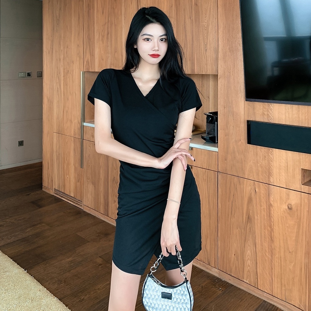 Đầm Ôm Body Cổ Chữ V Gợi Cảm Phong Cách Hàn Quốc Mới