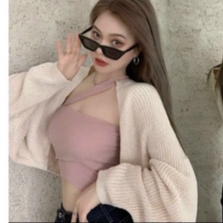 Áo khoác len choàng, Áo croptop len dáng cánh dơi