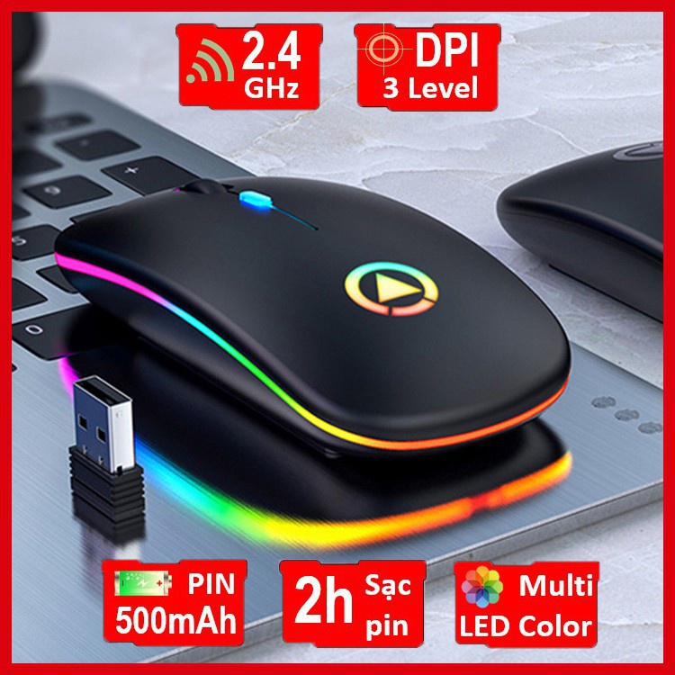 Chuột Không dây Yindiao A2, chuột máy tính laptop gaming  Chuột không dây giá rẻ,Chuột led Pin sạc 2022