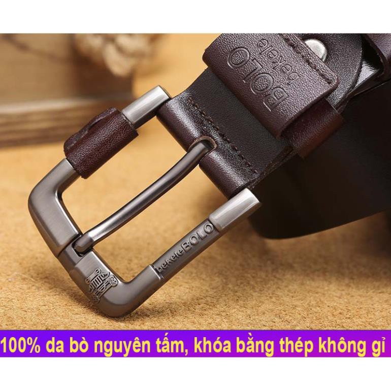 HÀNG HIỆU/Thắt Lưng Da Nam Khóa Kim Cao Cấp Dây Nịt Nam Da Bò 100% Chính Hãng Bekele POLO Nam Tính GM Xịn