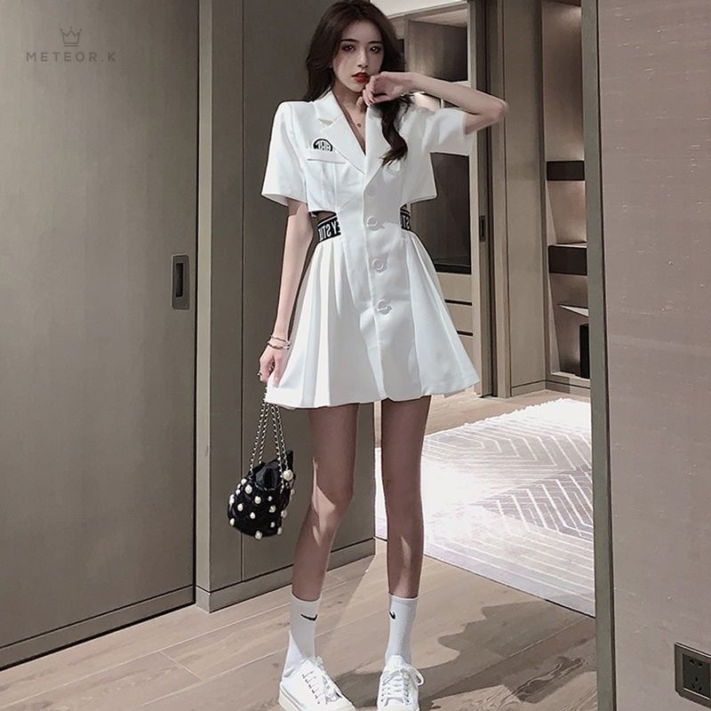 Đầm ngắn chữ A xếp ly thời trang hè cho nữ