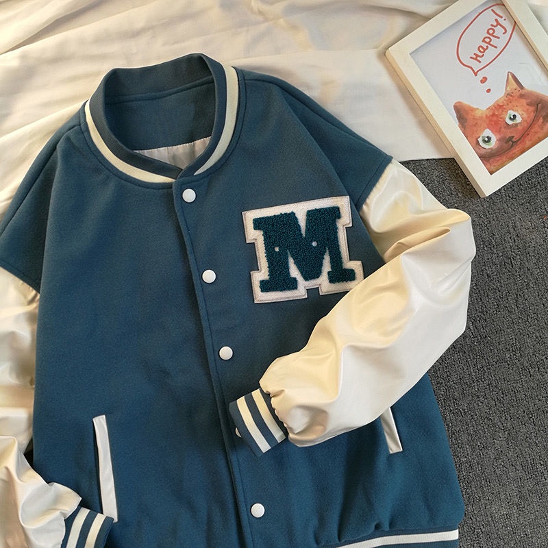 Áo khoác bóng chày thêu chữ phong cách retro thời trang cho nữ