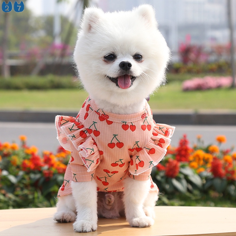 Áo Mềm Mại In Họa Tiết Cherry Thời Trang Xuân Hè Dành Cho Cún Cưng 27 Tuổi