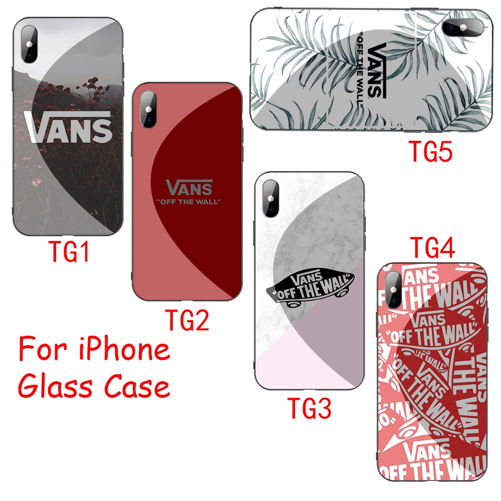 Ốp điện thoại kính cường lực viền dẻo họa tiết logo Vans cho APPLE IPHONE X XS 6 6S 5 5S SE 2020 XK56