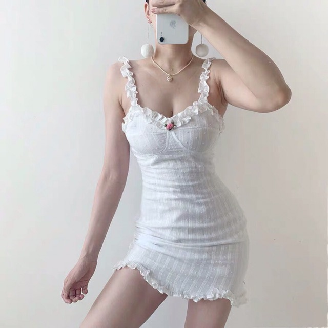 |ODERTAOBAO| Đầm hai dây trắng gợi cảm, dễ thương ROSIE DRESS
