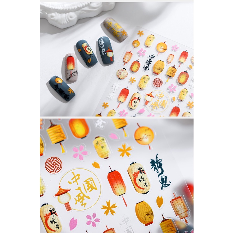 Miếng Dán Trang Trí Móng Tay Họa Tiết Đèn Caijiameng TS-1692
