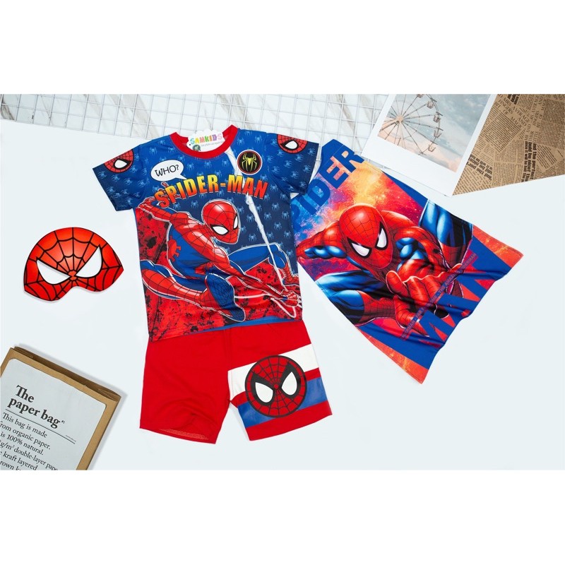 ❤  TẶNG CHOÀNG + MẶT NẠ ❤️ Bộ siêu nhân người nhện - Bộ đồ siêu nhân hoá trang bé trai samkids