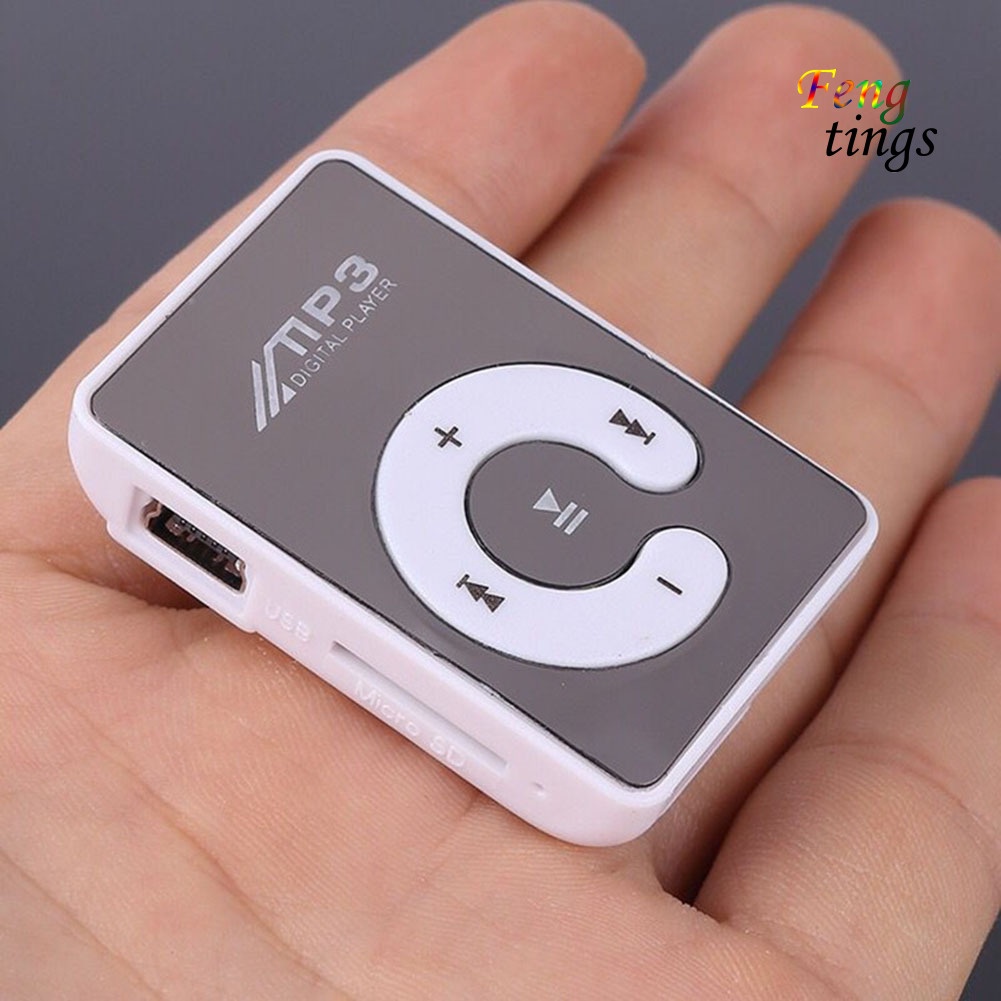 Máy nghe nhạc MP3 mini hỗ trợ thẻ TF mặt gương dạng kẹp nhỏ gọn tiện lợi