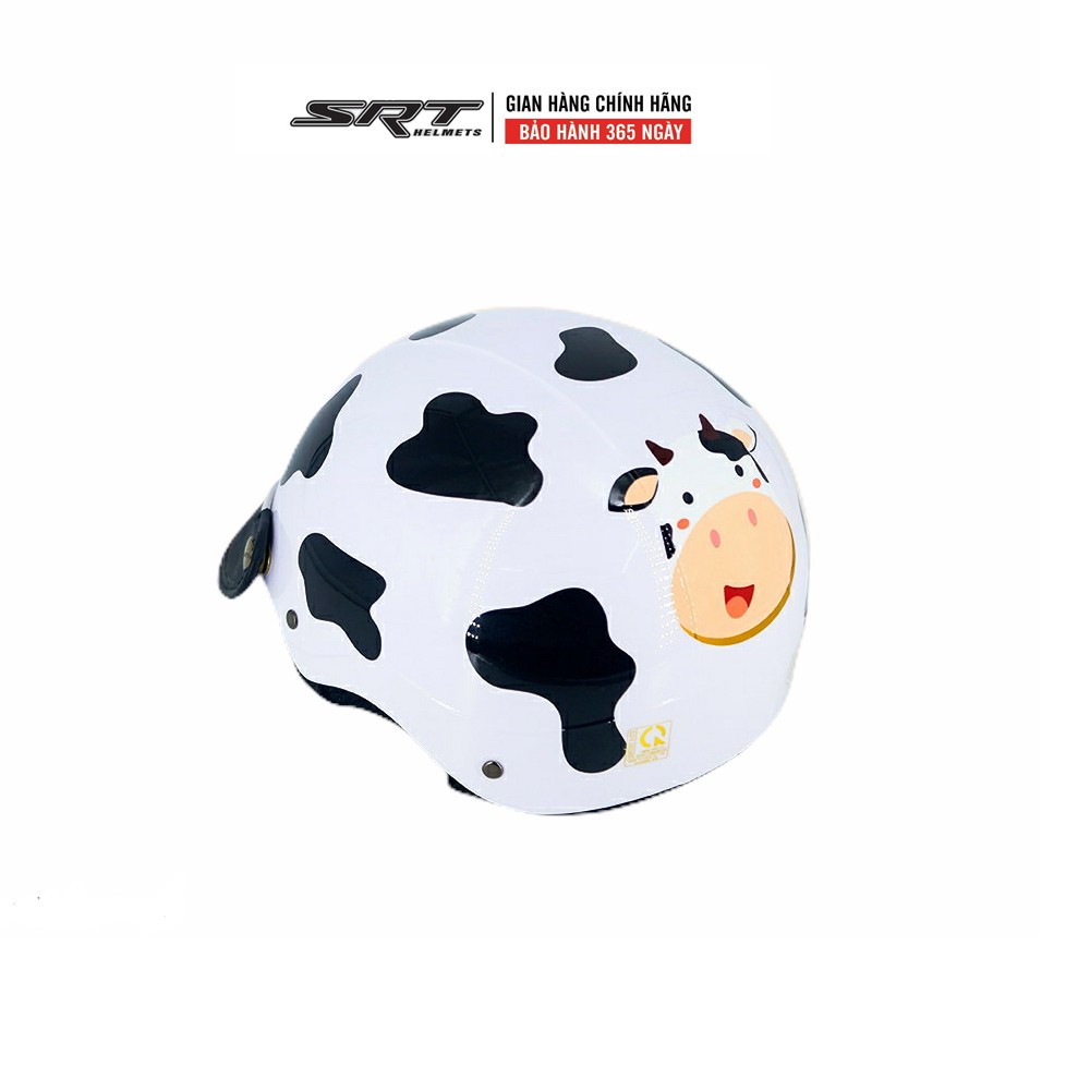 Mũ bảo hiểm nửa đầu SRT - Nón kiểu sơn tem bò sữa - cao cấp