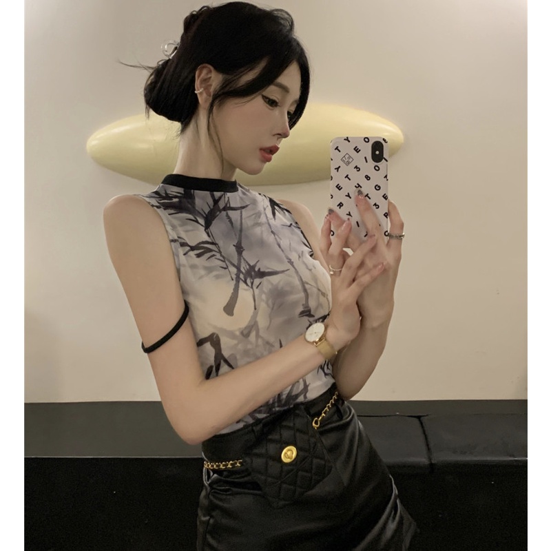 Áo Nữ Không Tay In Họa Tiết Gợi Cảm Hợp Thời Trang