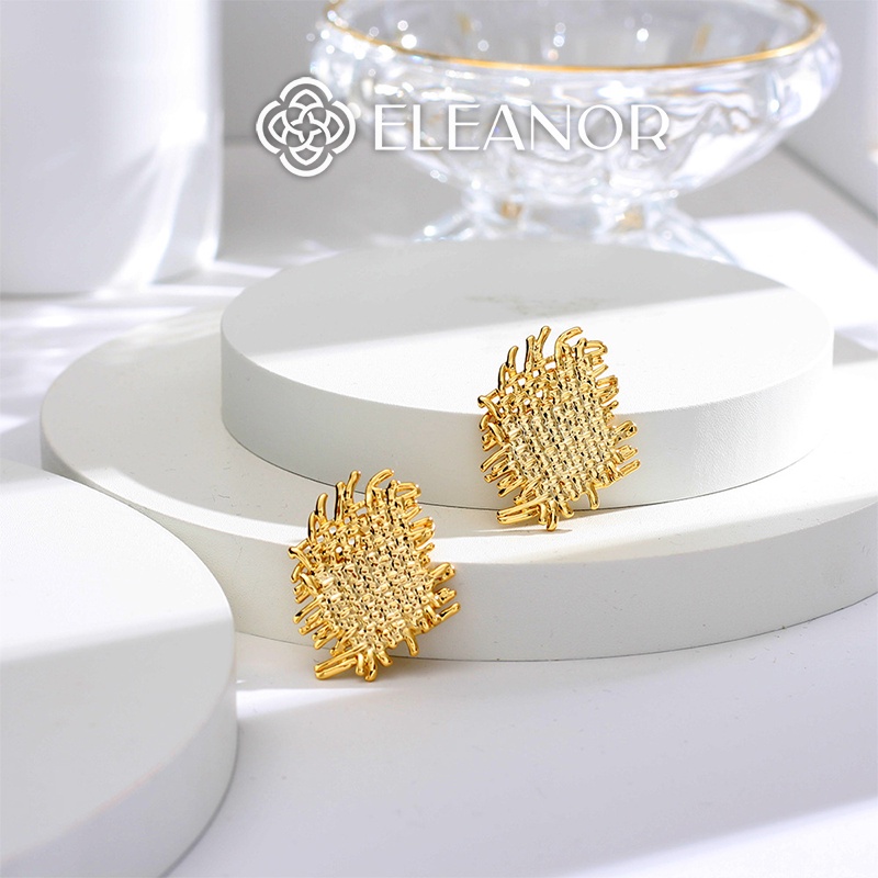 Bông tai nữ chuôi bạc 925 Eleanor Accessories họa tiết đan mây phụ kiện trang sức phong cách Hàn Quốc