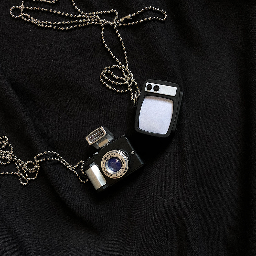Dây chuyền mặt hình camera/ tivi phong cách Hàn Quốc hip hop dáng dài thời trang unisex