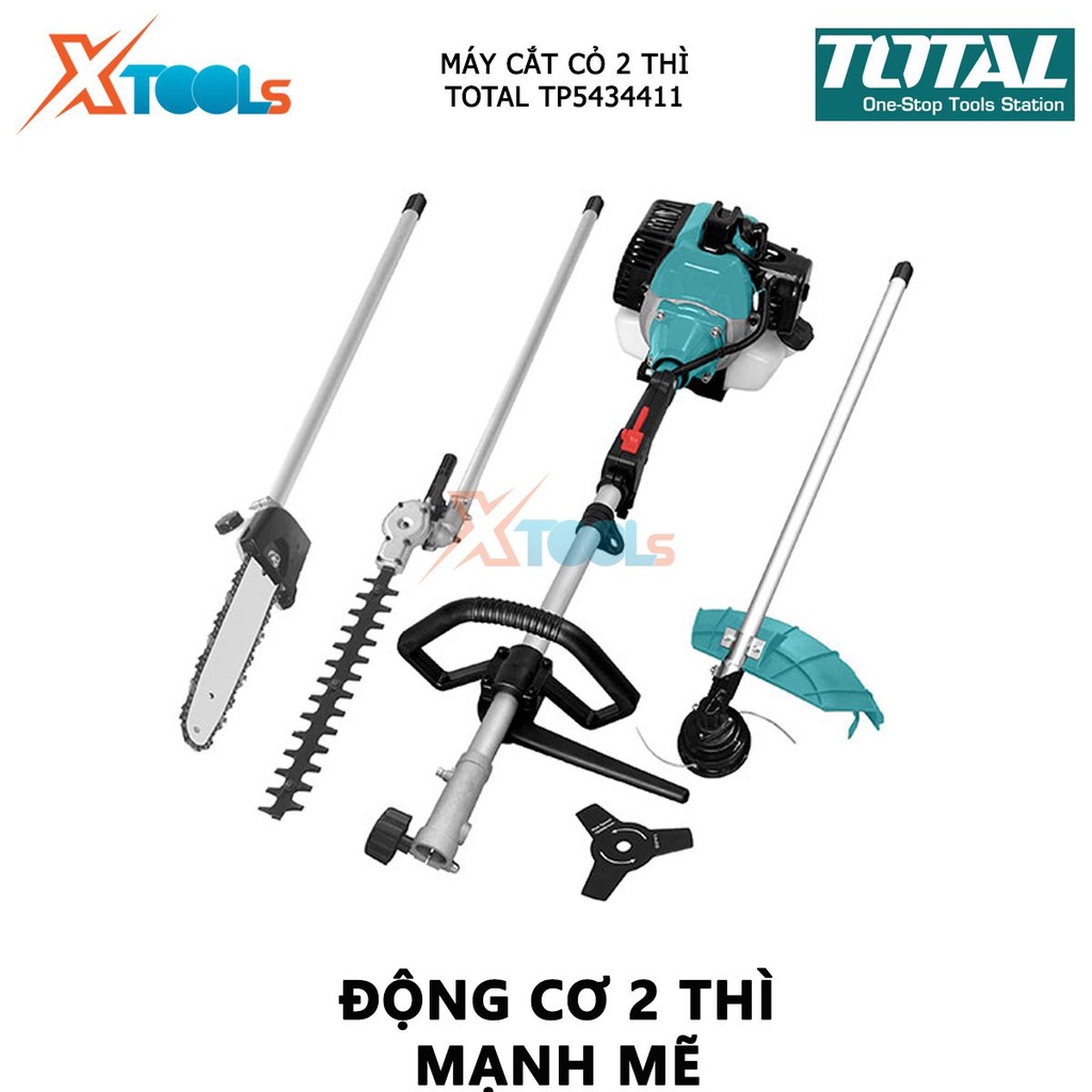 Máy cắt cỏ 2 thì TOTAL TP5434411 máy cắt cỏ dùng xăng tốc độ tối đa 9000 vòng / phút, Đường cắt tối đa 420mm, 2,4mmx4m