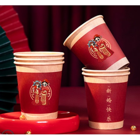 Ly giấy chữ hỷ dâng trà đám cưới cô dâu chú rể nhà trai nhà gái