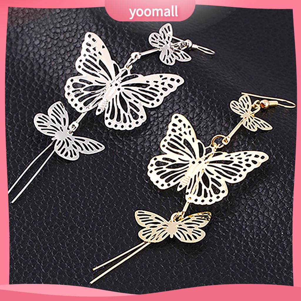 Khuyên Tai Dáng Dài Hình Bướm Mạ Vàng / Bạc