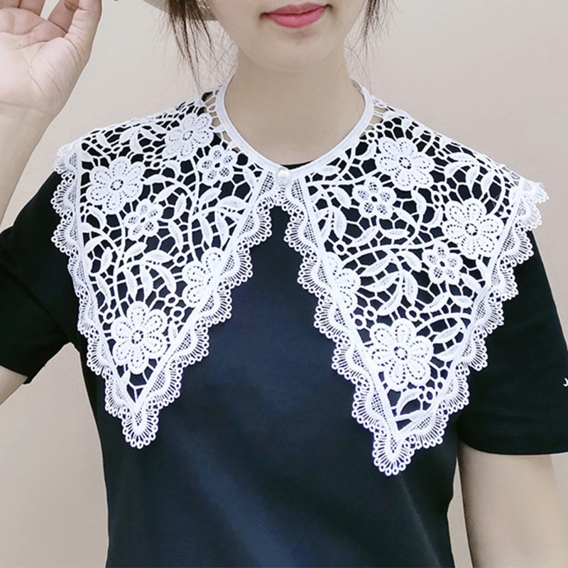 Cổ áo giả dạng ren nơ thêu thời trang cho nữ