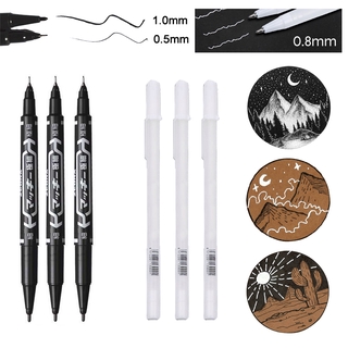 Bút lông ngòi 0.8mm màu trắng/đen tùy chọn