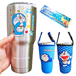 (HOT) COMBO LY GIỮ NHIỆT DOREMON 900ML CUTE (KÈM TÚI + 2 ỐNG HÚT + 1 CỌ)