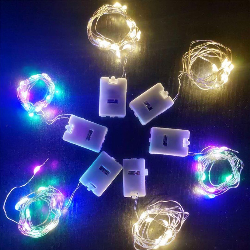 Tặng Pin-Chỉnh 3 Kiểu Chớp Nháy- Đèn Led Dây 2 Mét 20 Bóng Đèn Đom Đóm Fairy Light Trang Trí Decor Quấn Cây Noel Lễ Tết