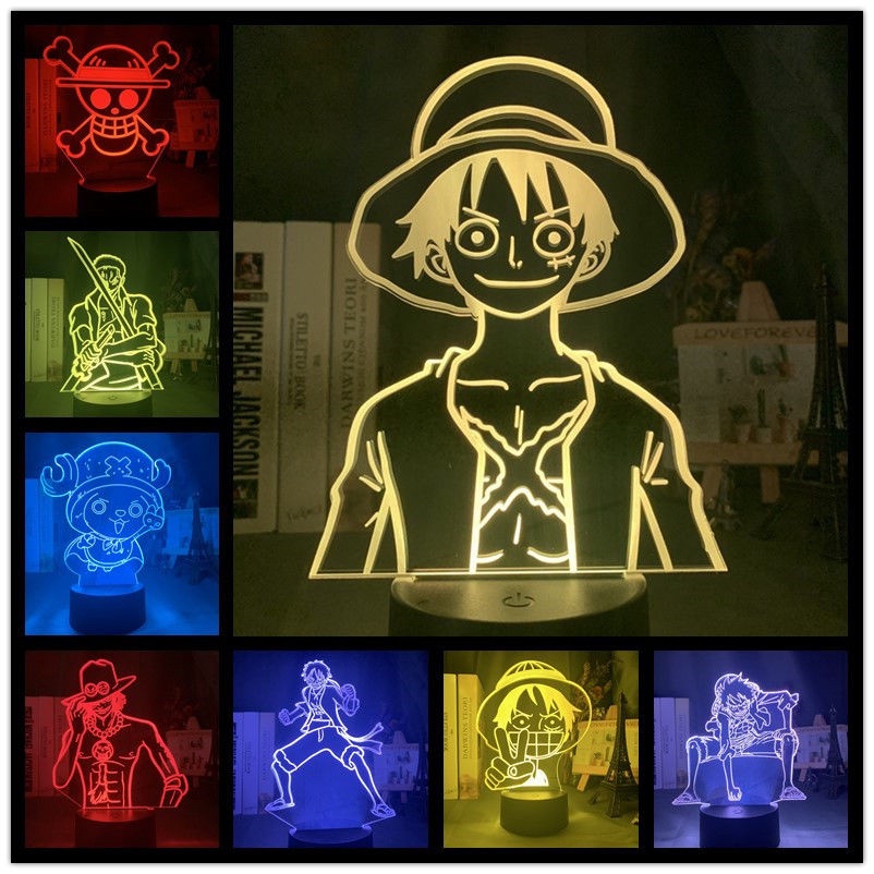 Đèn Ngủ LED Thay Đổi Màu Sắc Hình Nhân Vật Anime ONE PIECE Độc Đáo