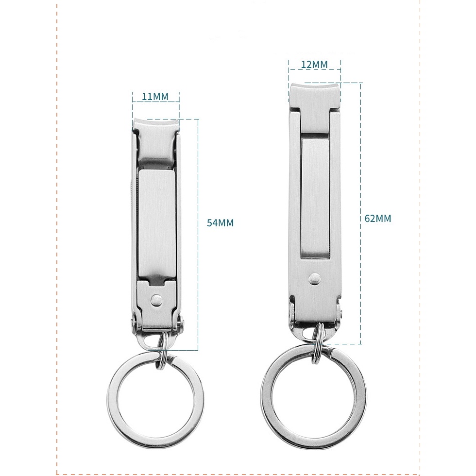 Kềm Cắt Móng Tay Bằng Thép Không Gỉ Có Thể Gập Lại Kèm Đồ Dũa Móng Tay (Tuốc Nơ Vít) Và Vòng Khóa