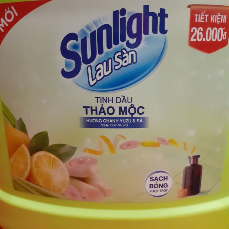 Nước lau sàn Sunlight hương chanh YuZu và Sả chai 3.6 kg